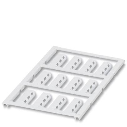 Support en plastique blanc avec huit découpes rectangulaires, adapté pour la fixation d'objets ou de composants.