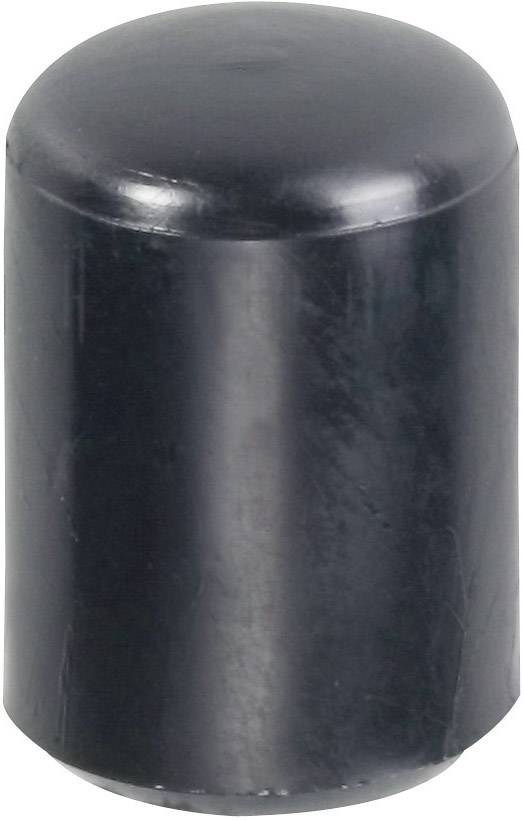 Un capuchon noir cylindrique en plastique, utilisé comme protection pour couvrir des tubes ou des tiges.