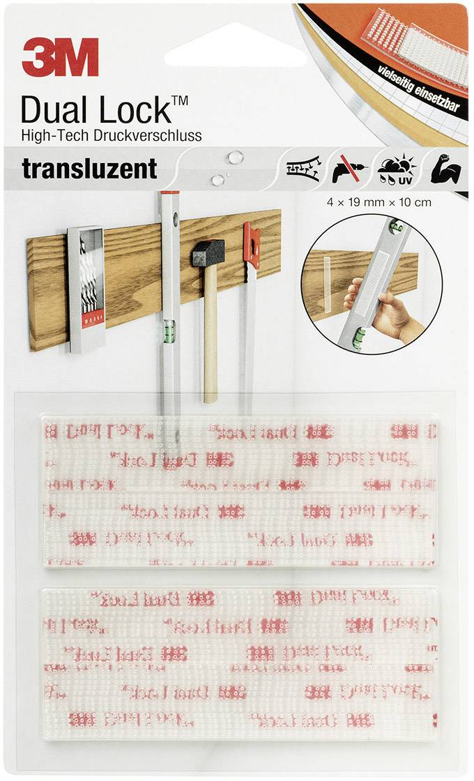 3M DL-HT Bande auto-agrippante à coller tête de champignon (L x l) 100 mm x 19 mm transparent 4 pc(s)