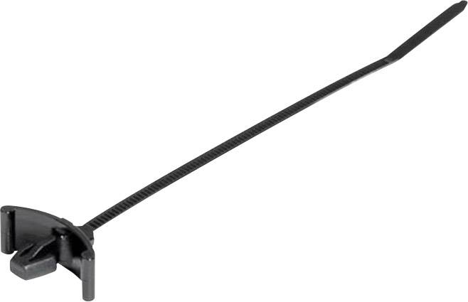 HellermannTyton 111-85560 T18RSF-W-BK-C1 Serre-câble 100 mm 2.50 mm noir avec pied ancre, stabilisé à la chaleur