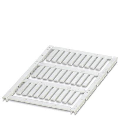 Plaque support en plastique blanc avec 24 emplacements étroits disposés parallèlement, utilisée pour maintenir des composants électroniques.