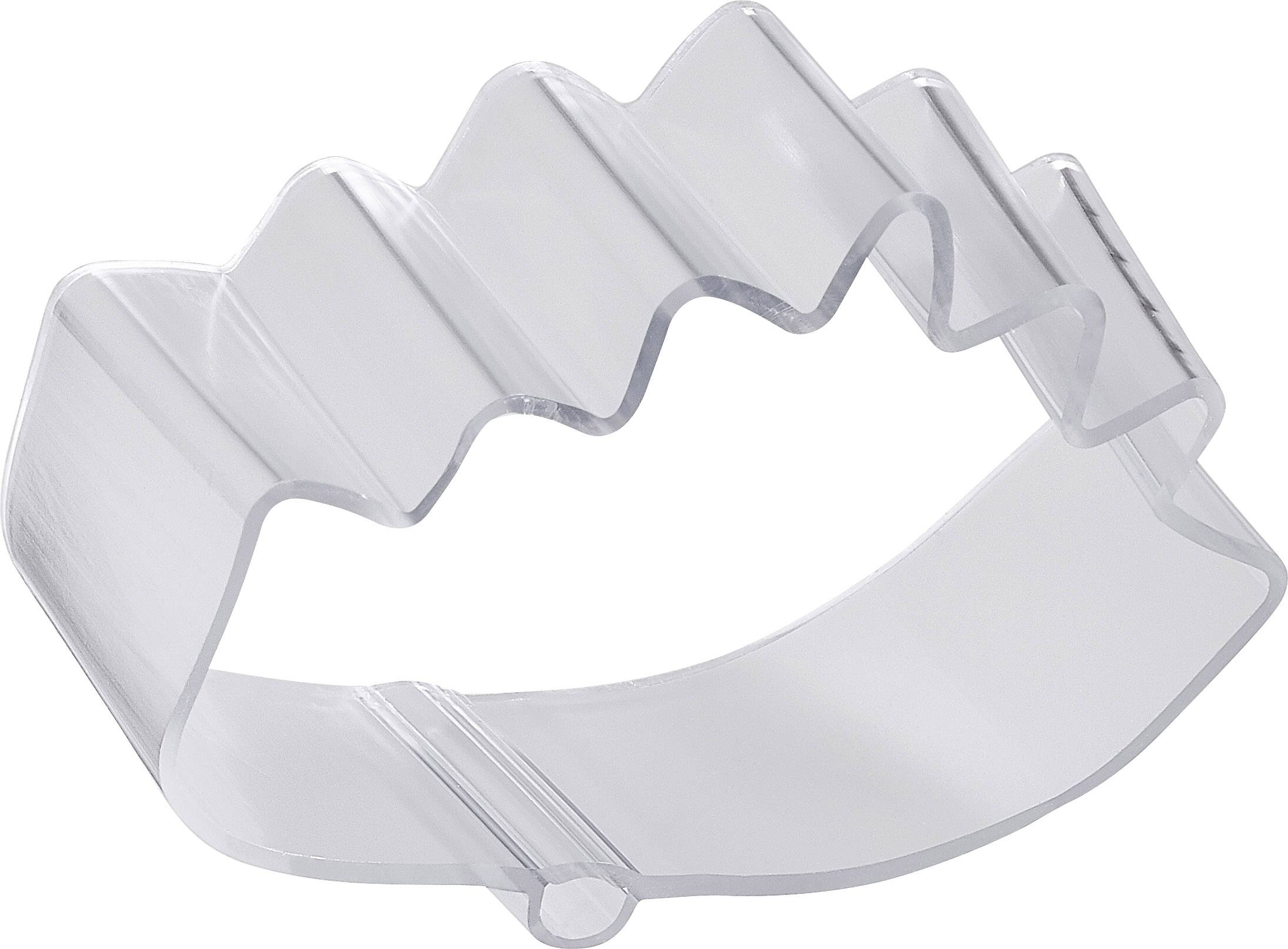 Emporte-pièce transparent en plastique en forme de ligne ondulée, idéal pour la pâtisserie et la décoration créative de biscuits.