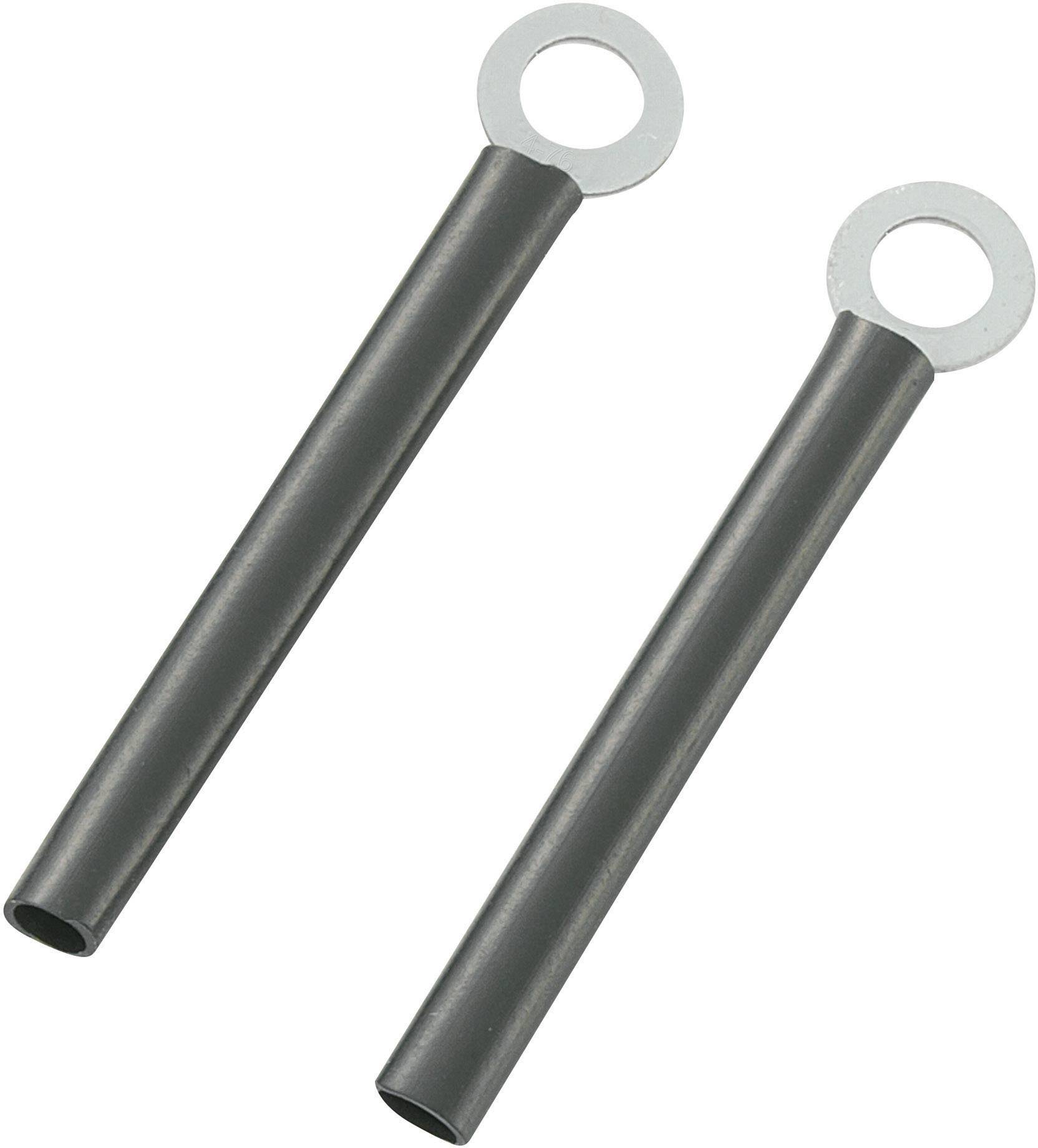 Deux stylos noirs en métal avec des anneaux ronds à leurs extrémités, posés sur un fond blanc. Ils sont parallèles l'un à l'autre.