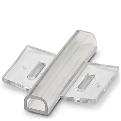 Connecteur en plastique transparent en forme de T, adapté pour relier trois surfaces planes.
