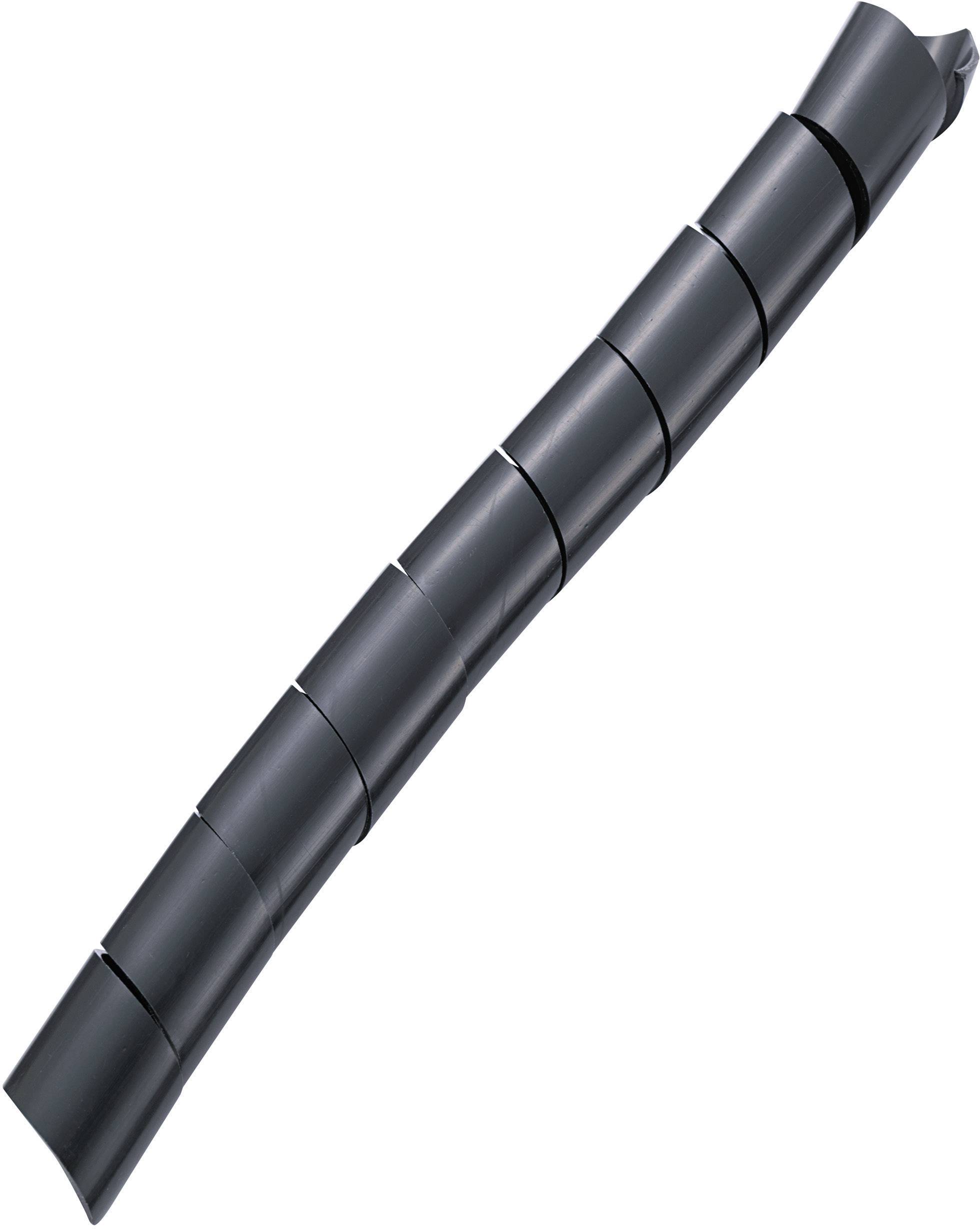 Gaine de câble noir en spirale pour le regroupement et l'organisation des câbles. Convient à un usage de bureau ou domestique.
