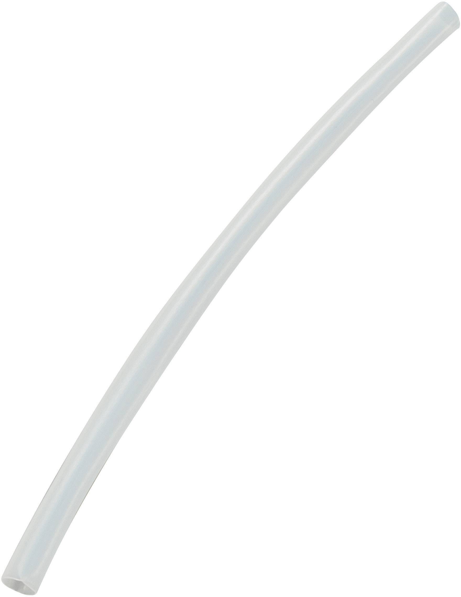 Un tuyau en plastique transparent et incurvé reposant sur un fond blanc.