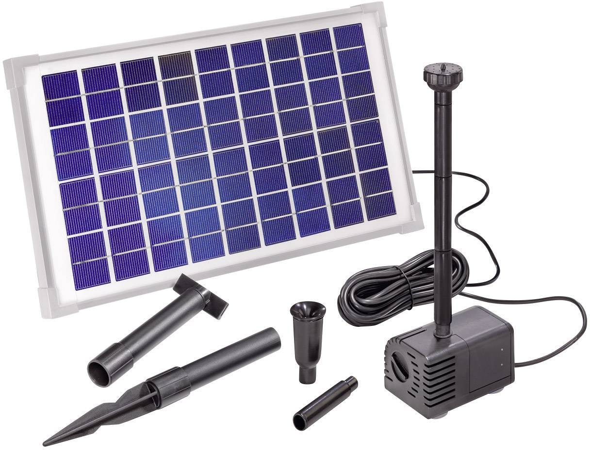 Module solaire avec câble de connexion, pompe à eau et différentes buses. Kit pour le pompage autonome de l'eau.