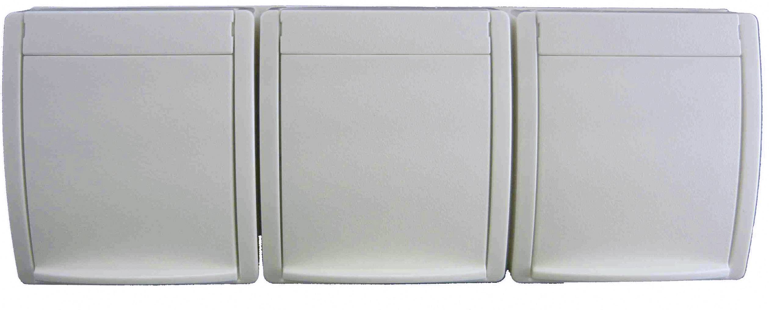 Prise électrique triple Busch-Jaeger 2300/3 EW-54 Ocean en saillie blanc