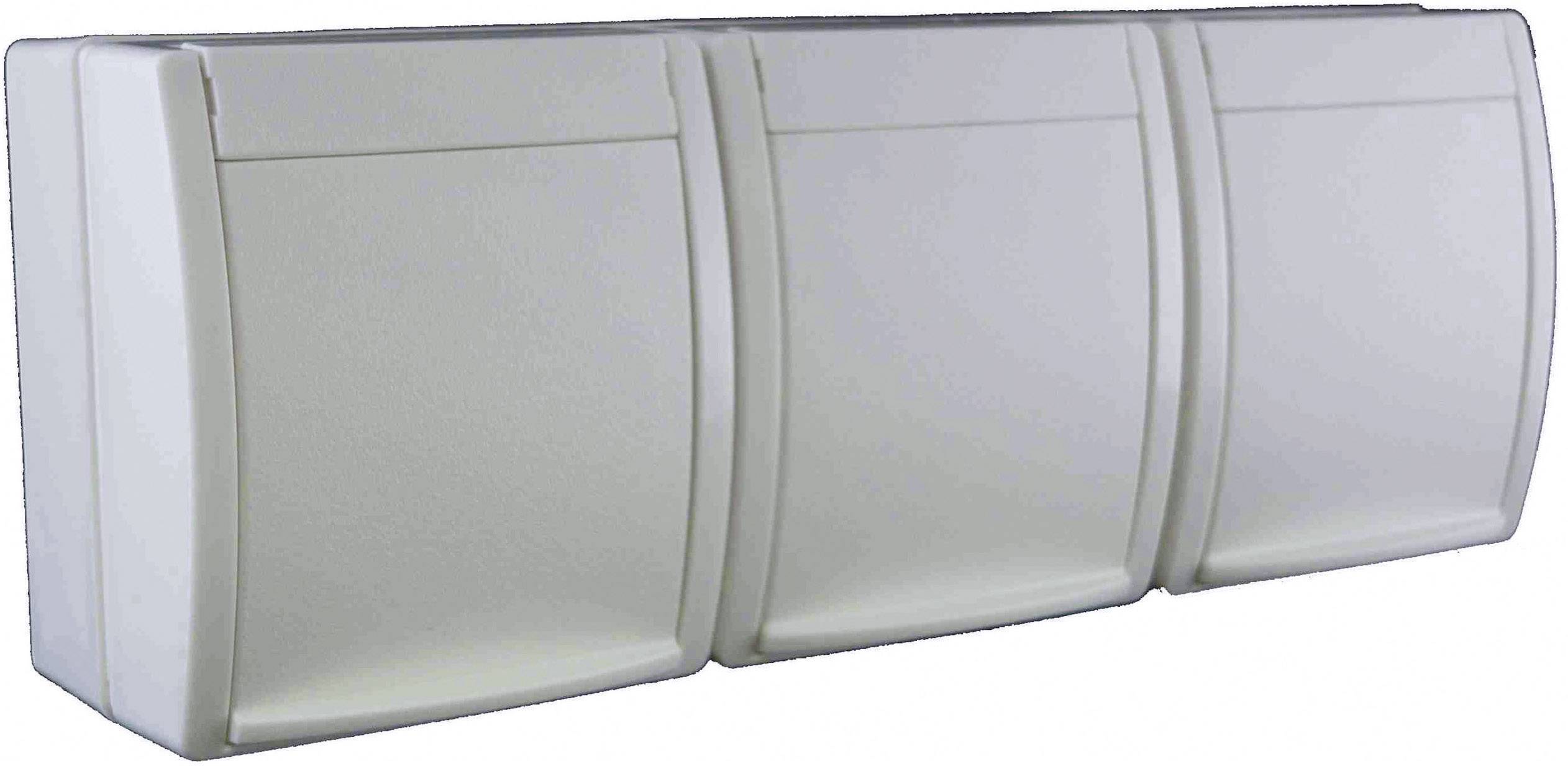 Prise électrique triple Busch-Jaeger 2300/3 EW-54 Ocean en saillie blanc