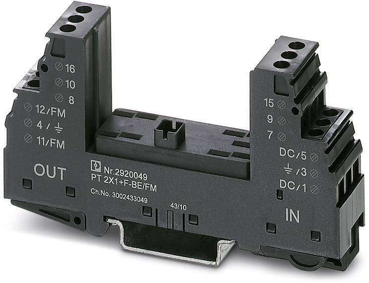 Embase pour le logement d'un parasurtenseur Phoenix Contact PT 2X1+F-BE/FM 2920049 jeu de 10