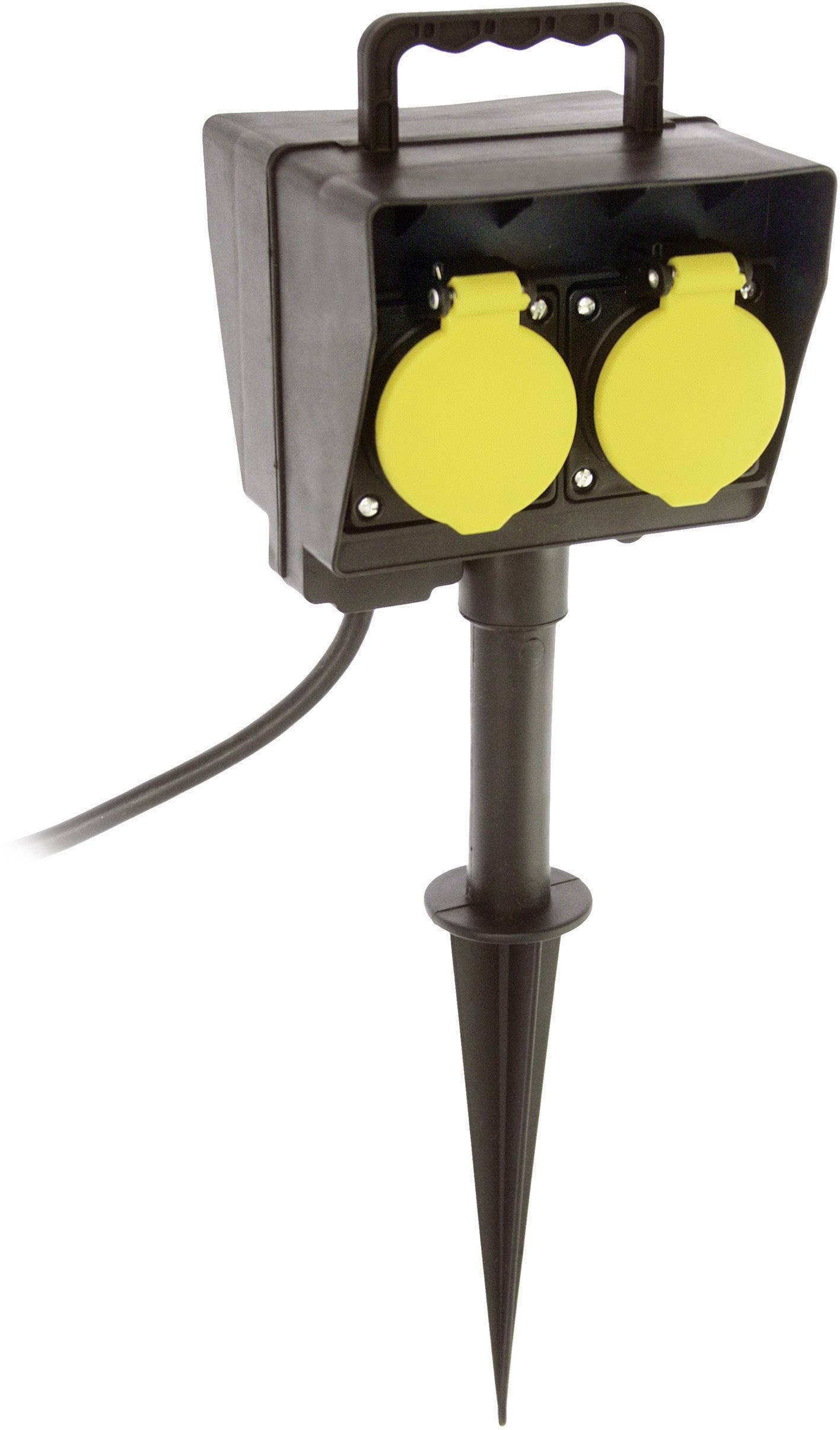 Prise de jardin avec piquet de terre AS Schwabe 60680 x2 noir, jaune