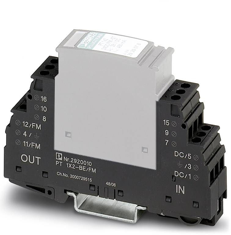 Embase pour le logement d'un parasurtenseur Phoenix Contact PT 1X2-BE/FM 2920010 jeu de 10