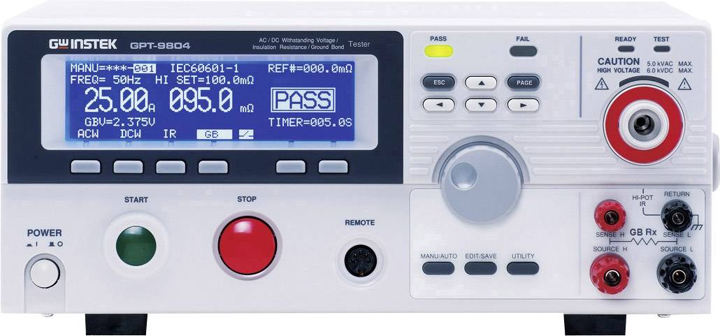 GW Instek GPT-9804 Appareil de mesure de l'isolation, Testeur de tension de choc 100 V, 250 V, 500 V, 1000 V 9500 MΩ