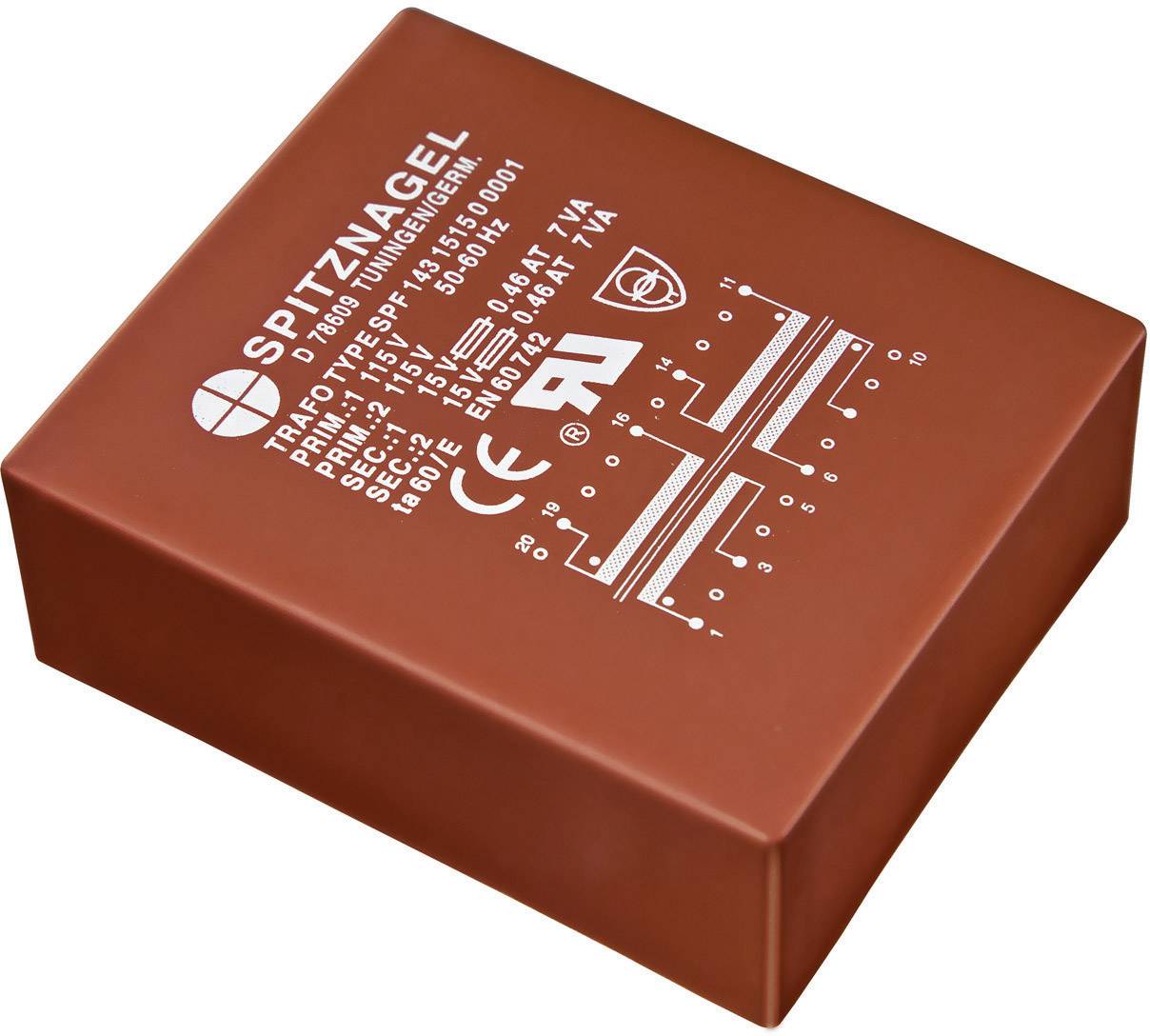 Spitznagel SPF 1430606 Transformateur pour circuits imprimés 2 x 115 V 2 x 6 V/AC 14 VA 1167 mA