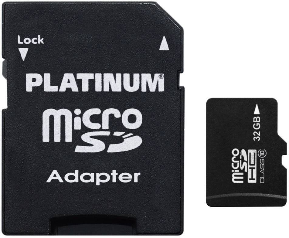 Carte microSDHC Platinum 177332 32 GB Class 10 avec adaptateur SD