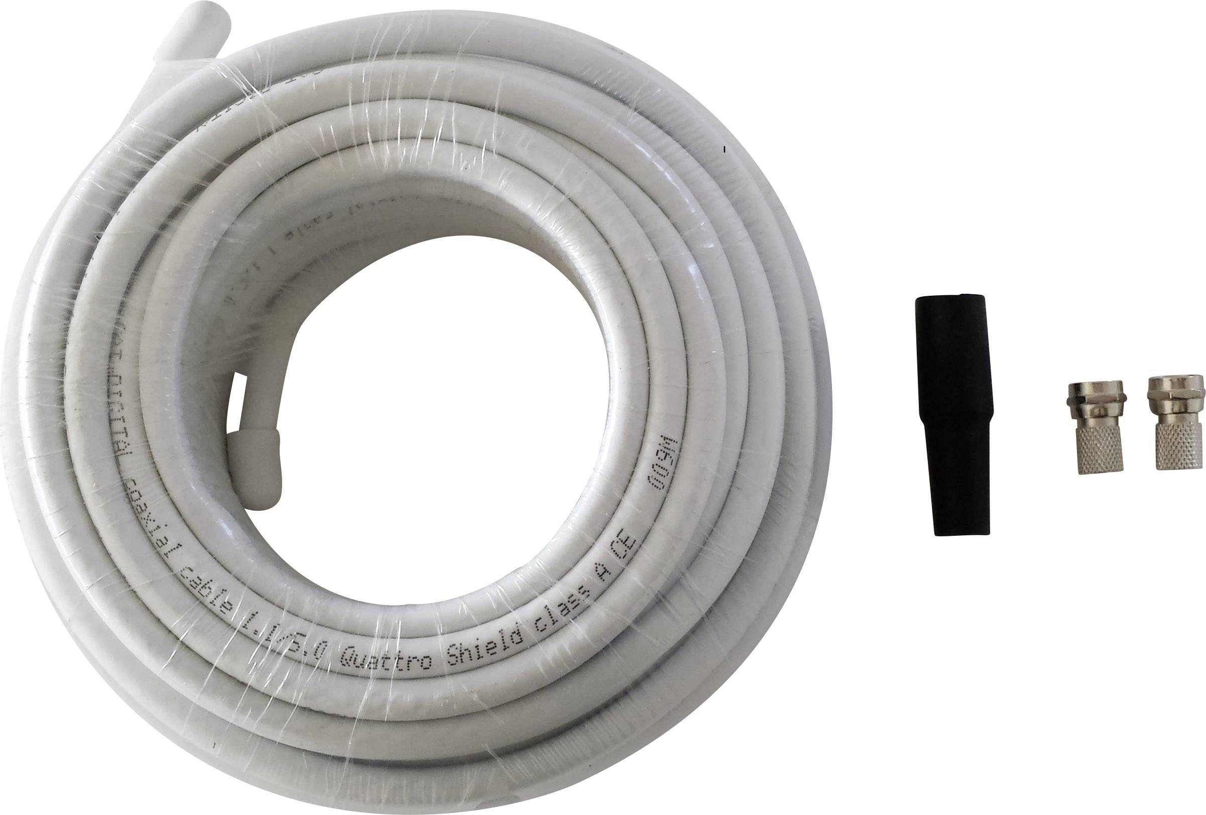 Kit de connexion satellite 2 fiches F mâles, 1 passe-fil en caoutchouc, 10 m de câble Wittenberg Antennen K-102938-10