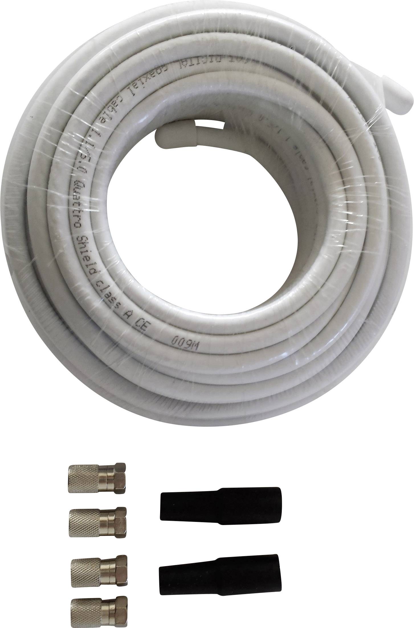 Kit de connexion satellite 4 fiches F mâles, 2 passe-fils en caoutchouc, 20 m de câble Wittenberg Antennen K-102941-10