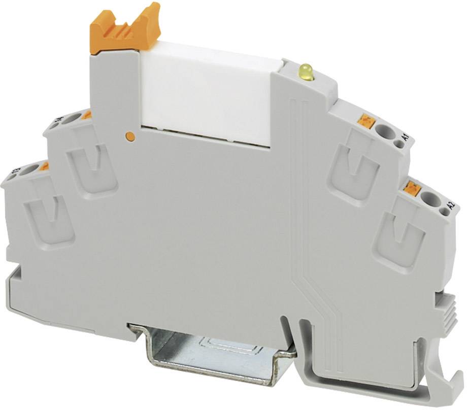 Barrette de raccordement en boîtier gris avec bornes de connexion, adaptée pour un montage sur rail DIN dans les installations électriques.