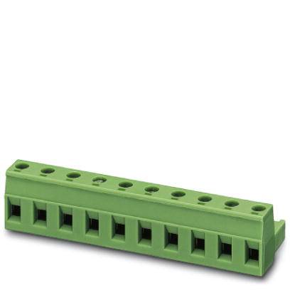 Connecteur électrique vert à plusieurs broches, adapté pour le montage sur un circuit imprimé.