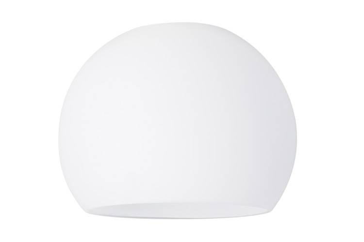Une lampe simple, blanche, semi-sphérique avec un design lisse, fixée à un mur ou un plafond.