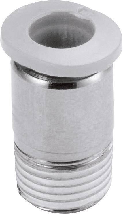 Un bouchon métallique cylindrique argenté, doté d'un large embout supérieur et d'un filetage à sa base.