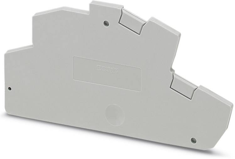 Barrette de connexion électrique grise en plastique, de forme irrégulière, utilisée pour connecter ou sécuriser des lignes électriques sur des rails.