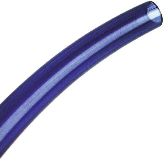 Un tube en plastique bleu et transparent courbé en arc.
