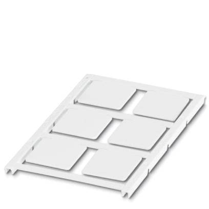 Un cadre blanc avec six champs rectangulaires vides répartis uniformément sur sa surface.