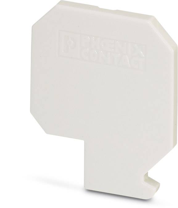 Un séparateur blanc en plastique avec un logo embossé de 'Phoenix Contact'.