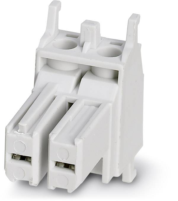 Connecteur blanc à deux broches, typiquement utilisé pour des applications électriques.