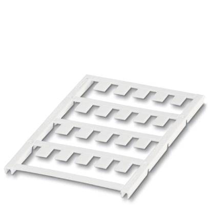Une grille rectangulaire blanche en plastique présentant plusieurs fentes parallèles réparties uniformément sur toute sa surface.