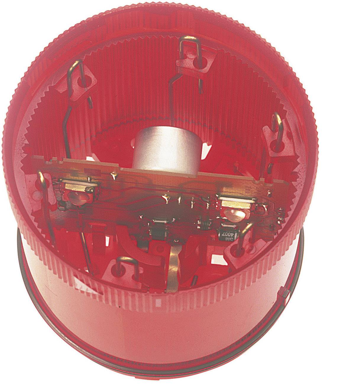 Sirène de détection incendie rouge, de forme cylindrique, avec des composants électriques apparents. Principalement utilisée pour l'avertissement de sécurité incendie.