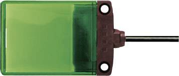 Un capteur vert de forme rectangulaire avec un connecteur noir ; utilisé pour la détection dans des dispositifs techniques.