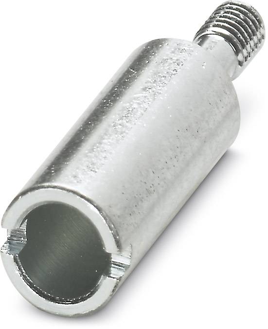 Rouleau métallique fileté ; forme cylindrique, aspect argenté brillant.