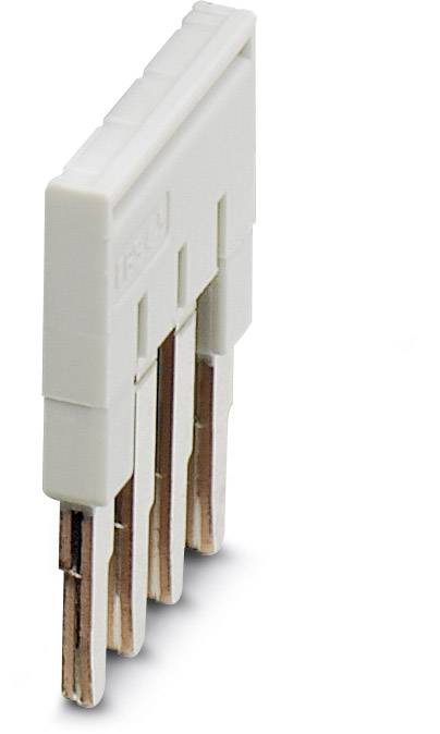 Un connecteur en plastique blanc avec quatre broches en cuivre, utilisé pour des connexions électriques.