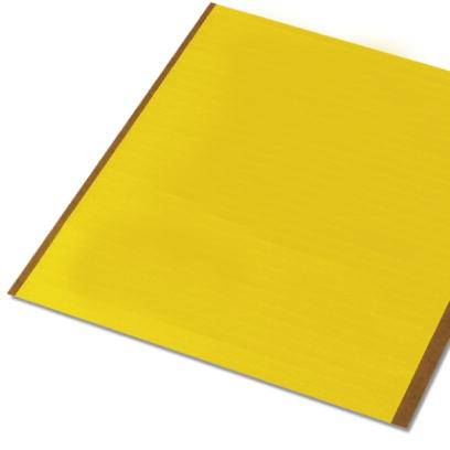 Un grand carré jaune aux bords bruns fins, légèrement incliné.