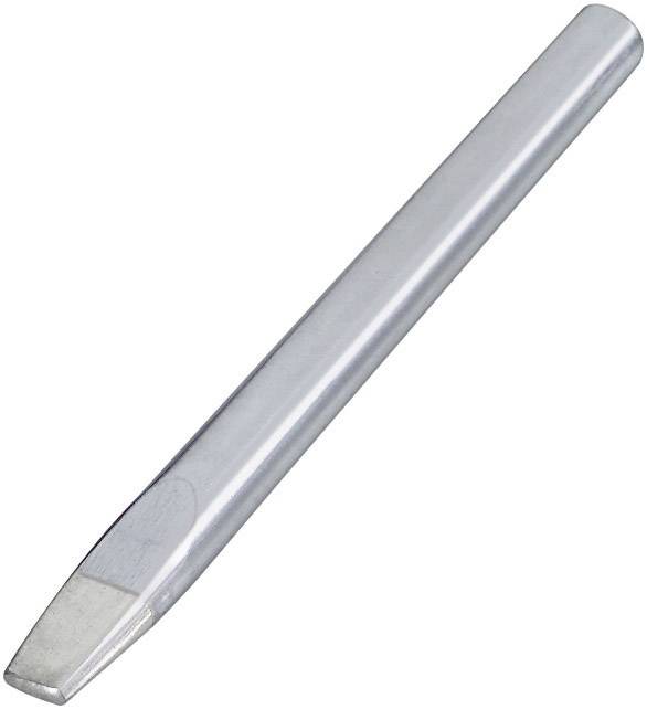 Un ciseau d'argent à pointe émoussée, adapté pour la découpe de matériaux tels que la pierre ou le métal.