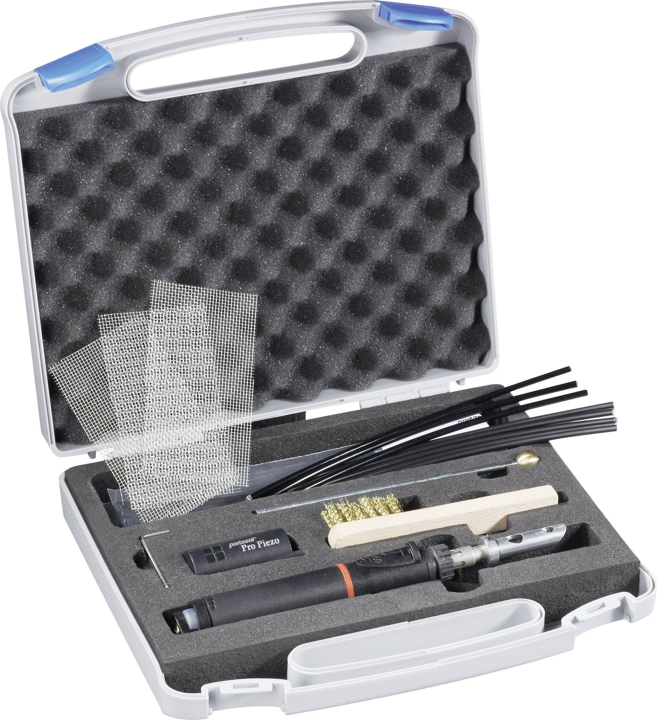Coffret de fer à souder, comprenant un fer à souder, des pointes de soudure, des brosses et des accessoires. Idéal pour les réparations électroniques.