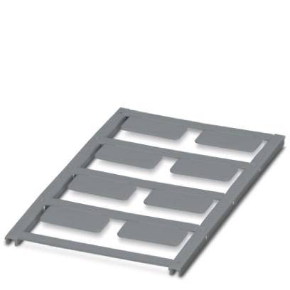 Une pièce rectangulaire grise en plastique avec plusieurs rangées d'échancrures rectangulaires, probablement un module de séparation.