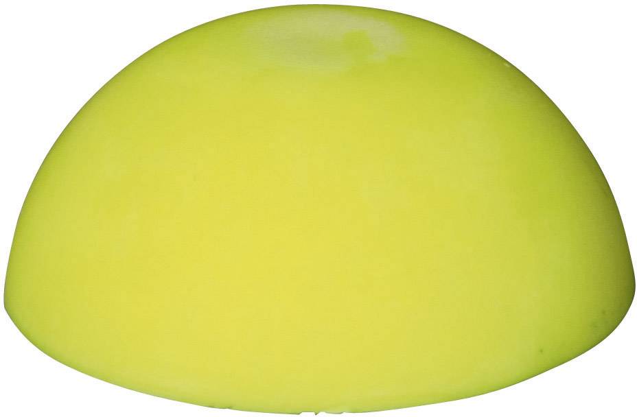 Un objet jaune demi-circulaire sur un fond blanc.