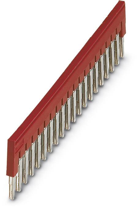 Barrette à broches droite avec 20 broches métalliques à angle droit. Composant électronique utilisé pour connecter des circuits.