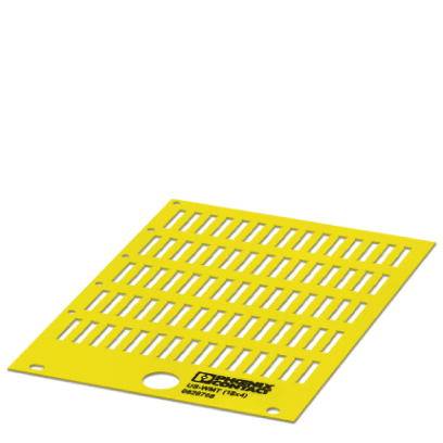 Plaque de ventilation jaune avec plusieurs fentes et un trou rond en bas.