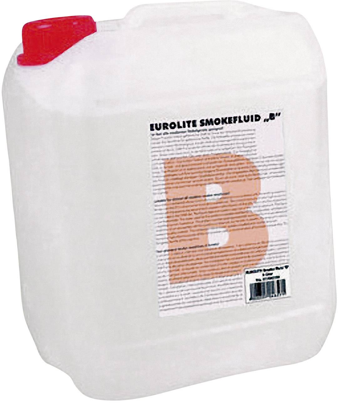 Un bidon d'Eurolite Smoke Fluid 'B', un fluide spécial pour machines à fumée. L'emballage est doté d'un bouchon rouge.