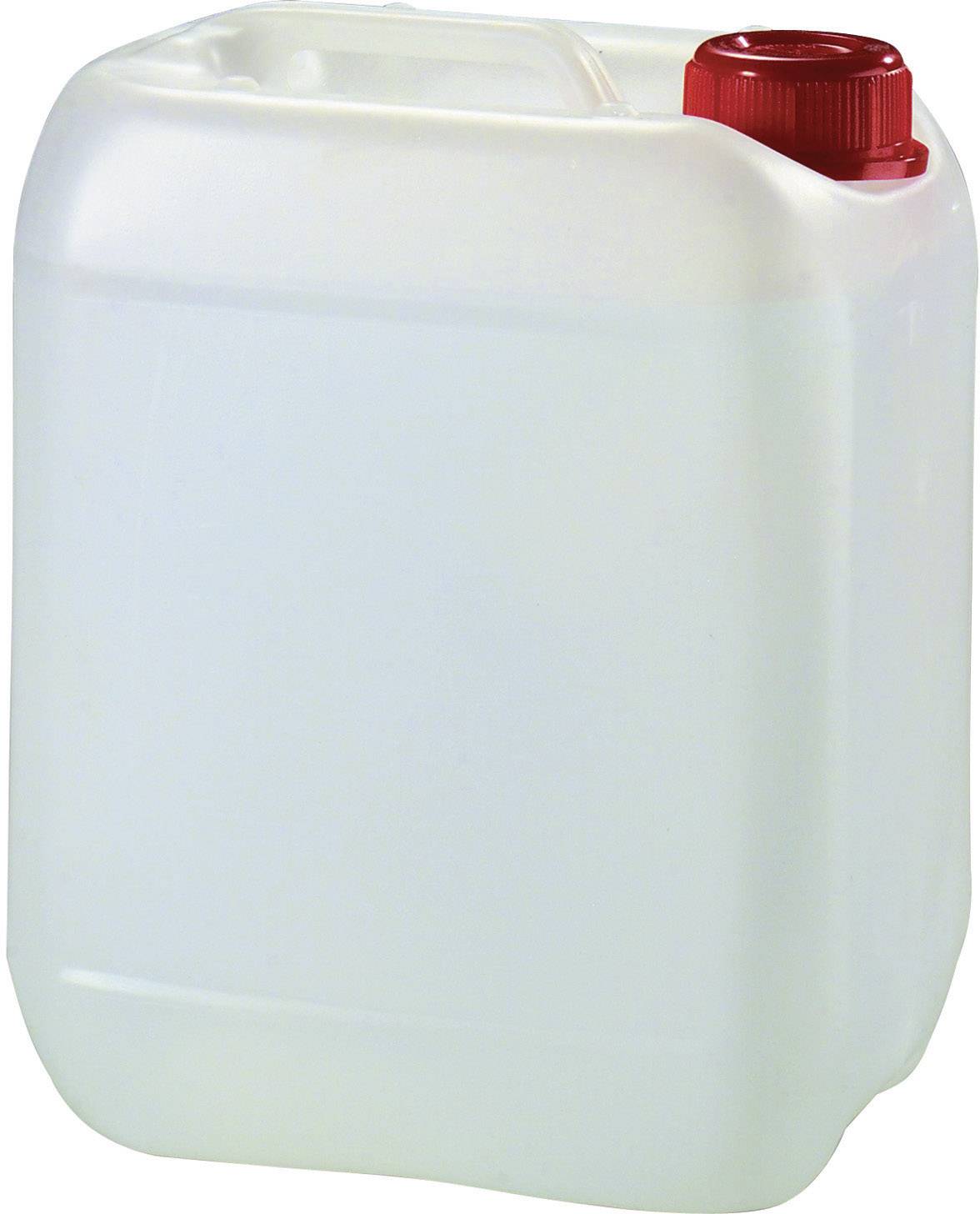 Un bidon vide, blanc, avec un bouchon à vis rouge. Idéal pour le stockage des liquides.