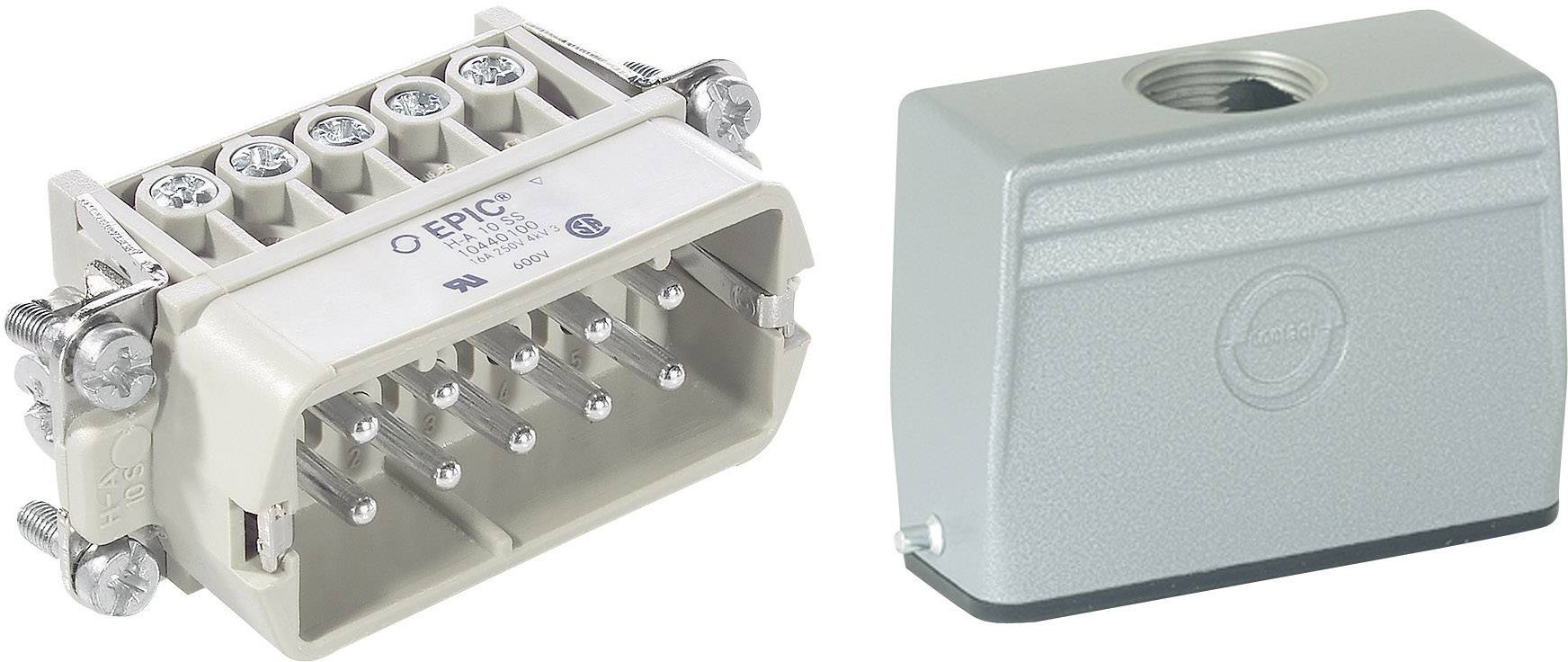 Connecteurs industriels avec boîtier amovible offrant une protection. Le boîtier comporte une ouverture pour les connexions de câbles.
