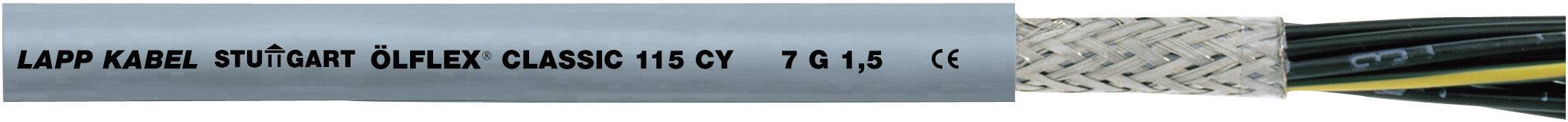 Câble gris portant le texte LAPP KABEL, STUTTGART, ÖLFLEX CLASSIC 110 CY, 7 G 1,5, CE avec des conducteurs multicolores épissés à l'extrémité.