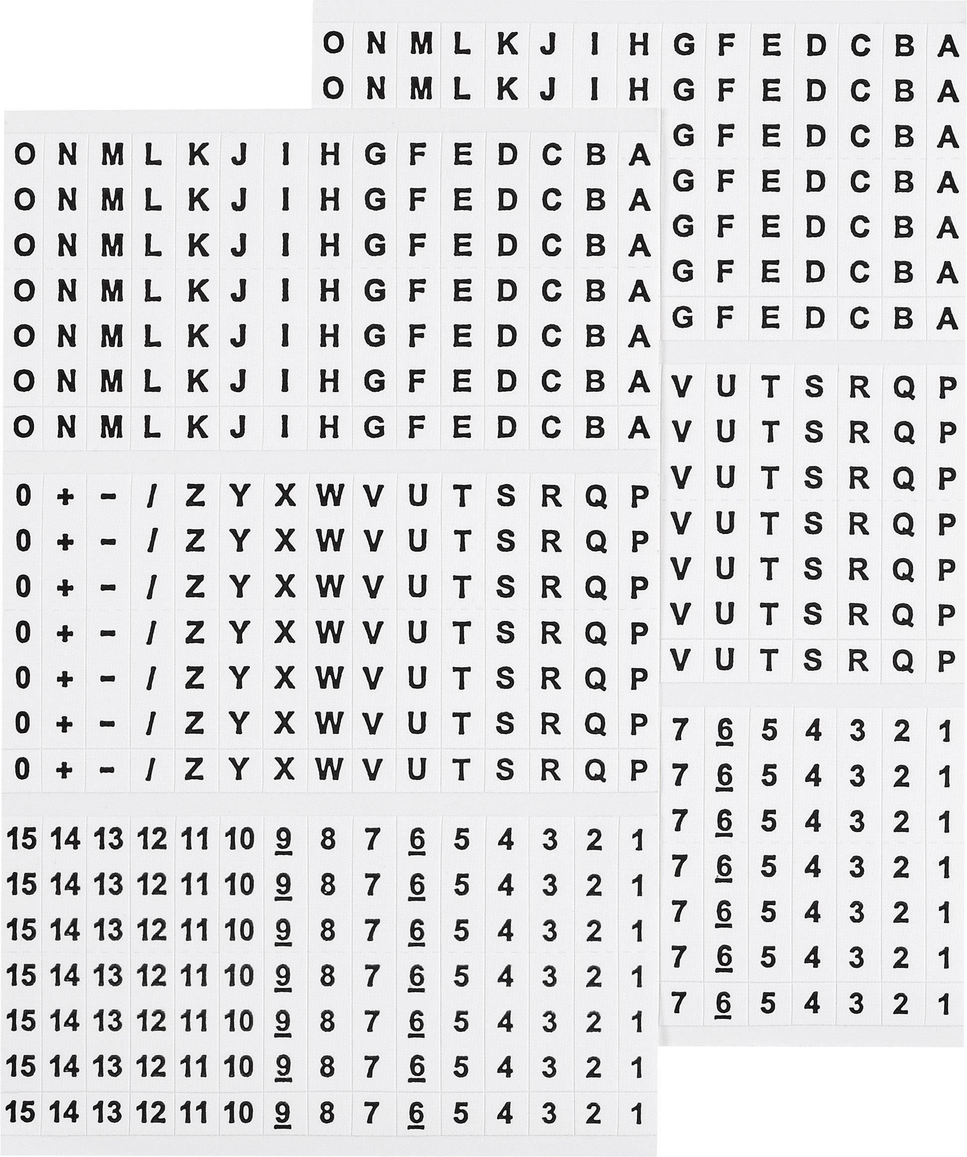 TRU COMPONENTS 1565168 Etiquette imprimée Impression A - Z, +, -, 0 - 15 606616