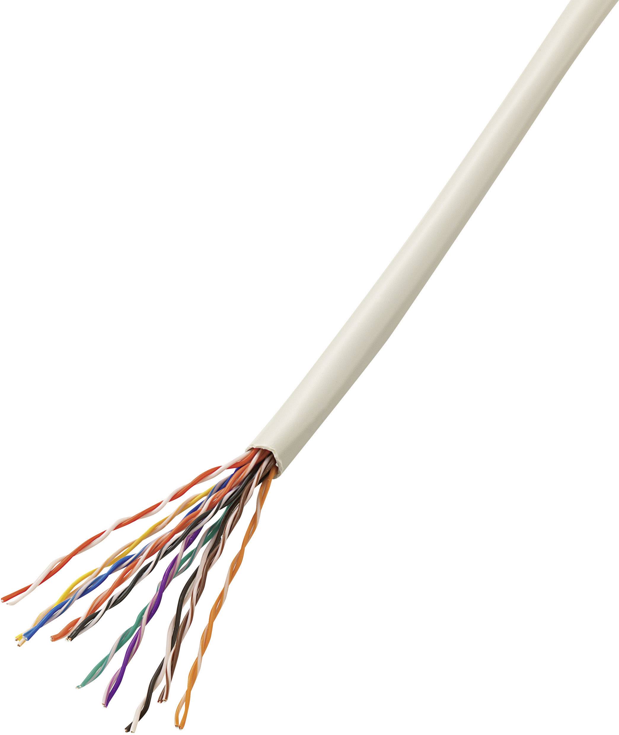 Un câble ouvert avec plusieurs conducteurs colorés, adapté aux installations réseau ou aux raccordements téléphoniques.