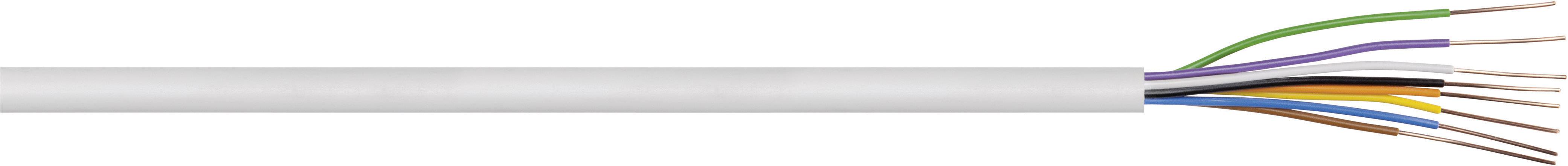 Un câble avec huit fils de différentes couleurs (vert, marron, bleu, orange, blanc et vert-blanc) est partiellement visible, sa gaine isolante étant en partie dénudée.