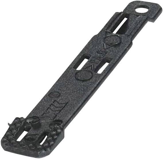 Verrou de blocage en plastique noir, utilisé pour la stabilisation et la fixation de panneaux ou de lattes dans des applications de construction.